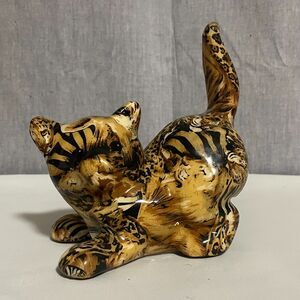 Vintage Kitten Safari Tiger Cub Figurine Resin Jungle Animal Decor 6.5"